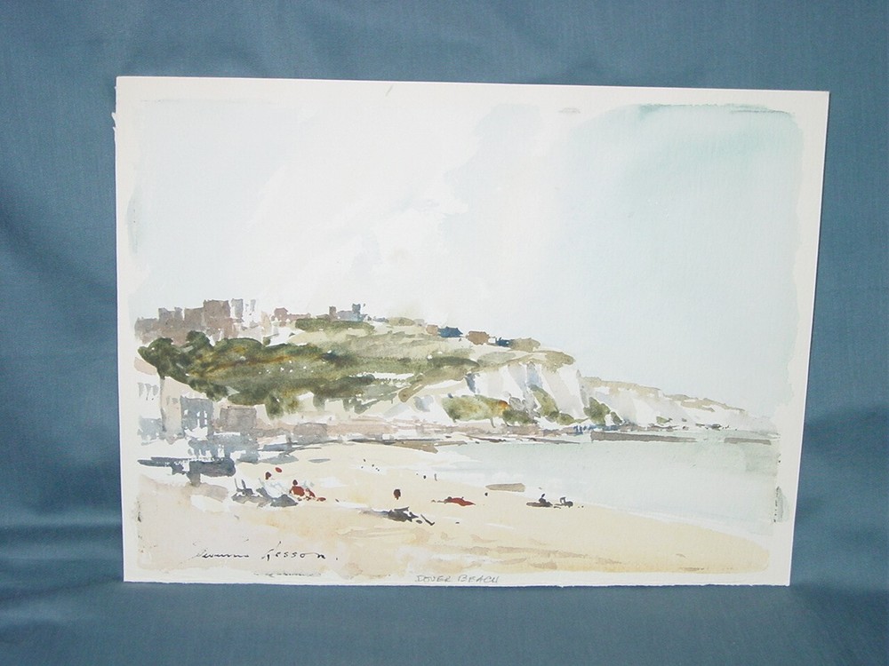 Original Watercolor Painting EDWARD WESSON Dover Beach Signed Brodick Bay