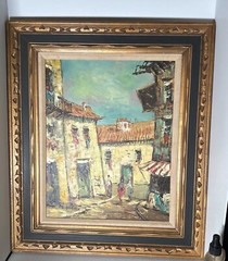 original Oil painting on canvas BRASSO double framed signed 28x 24 MCM