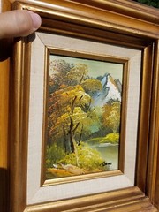 WENDY REEVES ORIGINAL OIL PAINTING MOUNTAIN STREAM LANDSCAPE FRAMED