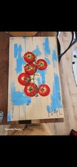 Handpainted Tomato Acrylic On Wood Painting Heavy One Of A Kind 17.5″ X 29.5″