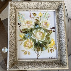 Original Floral Still Life Oil Painting Ornate Vintage Frame Cottagecore Art
