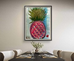 BLESSED#840 11×14 Pineapple Welcome Original Art Abstract Canvas Hawaii