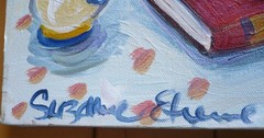 SUZANNE ETIENNE, OREGON MODERN IMPRESSIONIST FLORAL VASE TABLE FLOWERS CITY OIL