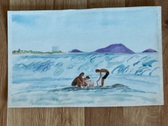 ALICE GUZMAN ORIGINAL WATERCOLOR PAINTING 6.5″ X 10″ NEW MEXICO ARTIST 1980’S