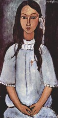 Oil painting amedeo modigliani – Beautiful young girl Alice seated in white