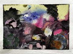 Small Abstract Art 4”x6” Original Watercolor Painting Dreamscape 5 by Miss Rina