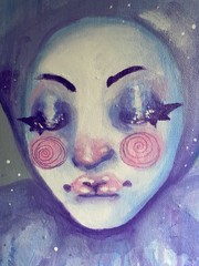 Purple And Gray Jester Fantasy Painting On 12×16 Canvas Board