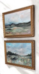 ORIGINAL, Set Of 2 Signed Landscape Paintings In Vintage Gold Frames 13×16