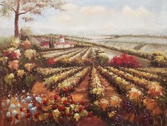 Tuscan Vineyard – #TV3A28-6 , 36×48, 100% Hand painted Oil Painting on Canvas