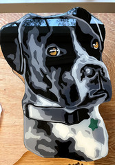 Custom Dog Portrait on Wood – Hand-Painted & Resin-Sealed (Not AI)