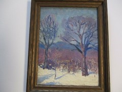 SMALL GEM SIGNED MW ANTIQUE AMERICAN IMPRESSIONIST PAINTING LANDSCAPE 1910’S OLD