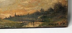 Antique Original Oil On Canvas Unusual Airplane Folk Art Painting Sgn V Thayer