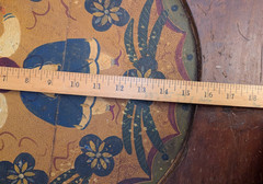 Antique Primitive Folk Art Painting on Board Round Tray Pa. Dutch Bavarian Style