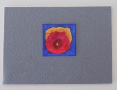 FLOWER ABSTRACT Miniature Pen Ink Micro Mini Painting1″x1″ Julia Garcia OOAK NEW