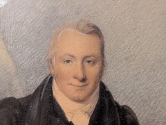 Antique 18th / 19th Century Portrait Painting Watercolour of a Man Signed Burt
