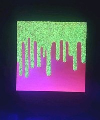 Glow N Dark Glitter Drip Painting Orange Pink Shift With Yellow Glow Glitter