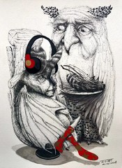 ALAIN DONATE CUBAN ART Painting ORIGINAL SKETCH DRAWING INK /CARDBOARD 12″X 16″