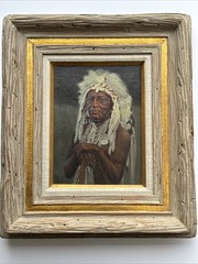 ROY GRINNELL PAINTING INDIAN NATIVE AMERICAN PORTRAIT LISTED FAMOUS VINTAGE OIL
