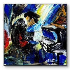 DIPANT Piano Player Original Art 10×10 Canvas Expressionist Abstract Interior