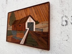 Vintage Original Theodore DeGroot Lath Folk Wall Art For Austin Productions.