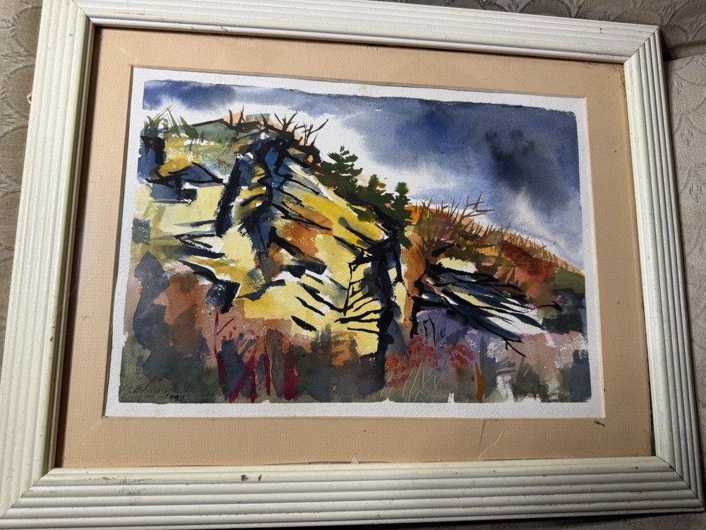 Elnora „Nora“ Hauser (1922 – 2012) „Landscape Scene“ Watercolor Painting- Framed