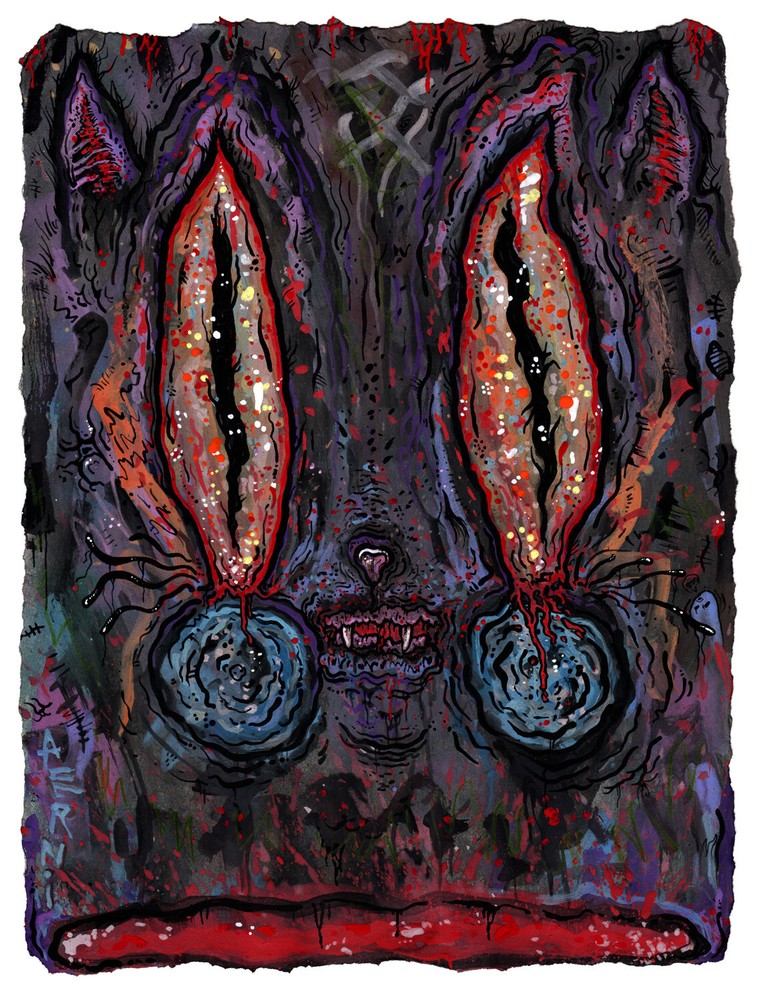 Original HAPPY GRAVE 2023 mixed media Painting outsider art : „CAT TROPHY HEAD“