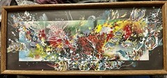 DAVID P H WONG Original Mixed-Media Framed Painting Abstract Impressionism Fish