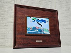 MARC CHAGALL AFTER ENAMEL ON COPPER PLAQUE WOOD FRAMED MCM SPAIN