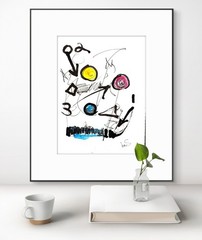 Original Abstract Expressionism 9X12 Paper Primary Minimalist Handmade Signed 8