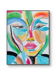 Abstract Woman Face Brush Stroke Painting Colorful Expressionist Canvas 16×20