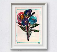 WS original flowers for mom hand painted 12X16 canvas abstract modern fine art