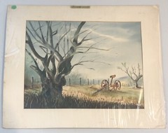 24″x20″ Original Matted Watercolor PAINTING Orchard Mower by JOYCE GILBERT OOAK