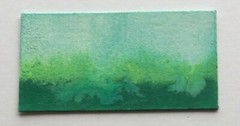 MINT GREEN SKY LANDSCAPE Miniature Watercolor Painting 1″x2″ Julia Garcia NEW