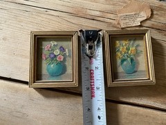 Vintage Orig Mini Oil Still Life Flowers Vase Ethel Hore Townsend Listed Artist