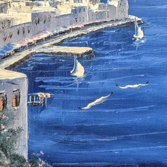 Original Signed Nico Laoy Impasto Oil Painting Mykonos Greece Seascape Framed