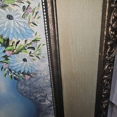 Patsy Tymoski Acrylic Painting Pastel Blue Floral Flowers Signed Mounted Framed