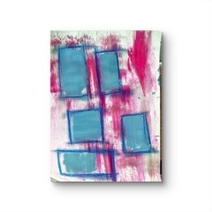 Walsh „Creative Blocks“ 12 X 9″ Pink PAPER Mixed Media Original Art Light Blue