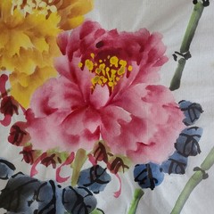 Vtg 15×18″ OOAK Fine Art Signed Watercolor Floral Architectural Frame Double Mat