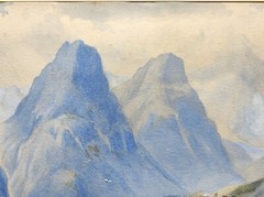 ATTRIB TO W. BARNETT „GLENCOE“ ANTIQUE HIGHLAND WATERCOLOUR PAINTING 44.5X61 CM.