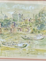 Alfred Birdsey Watercolor Abstract Art Painting Boston Public Garden Swan Boats