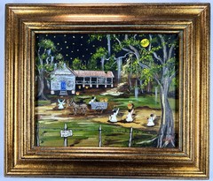 Mary Barwick Primitive Painting Alabama Angels Packing Tomatoes 11×14” Folk Art