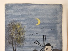 2x Antique 1921 Original Illegibly Signed Watercolor Paintings 5.5×3.75 Europe