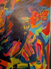 BUTTERFLY BLUES David Lundquist Painting Original 1992 Jimi Hendrix Mixed Media