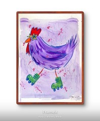 Original Chicken Skate Purple Painting By Alannah Dyer- Acrylic 9×12 in. Farming