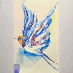 Swallow in flight,Colorful spring bird art,Original painting,nature lover gift