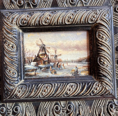 Oil painting winter landscape mill Dutch magnificent frame signed A. Kraus