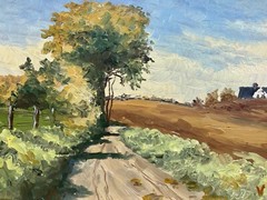 Impressionist Valdemar Hartnack Summer Landscape With Field Path And Farmhouse
