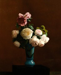 Walll Art Still life of roses in a vase Oil painting printed on canvas L3647