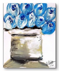 Roses In Blue Original Art 11×14 Paper Abstract Acrylic Painting Modern Fine Art
