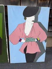 Rare Pair Large Orig. Paintings after Patrick Nagel AC Will MCM Art Deco Fashion
